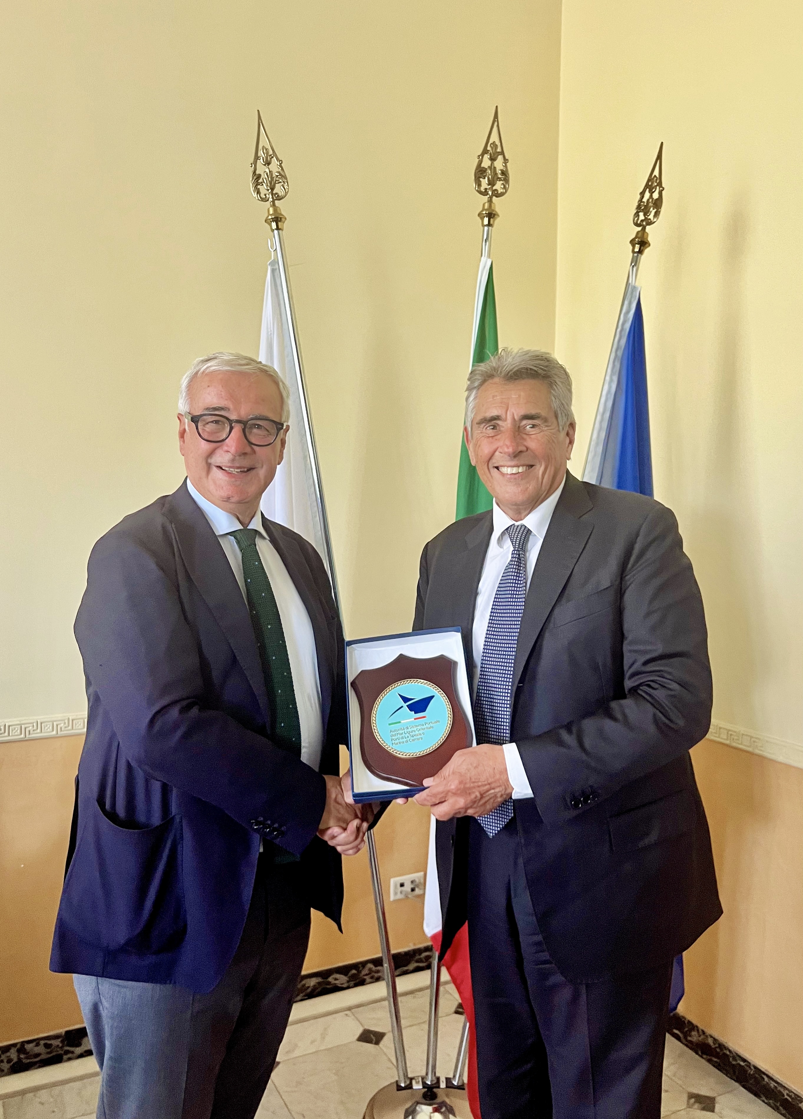 Roberto Petri incontra Bruno Pisano nella sede dell'AdSP Mar Ligure Orientale 